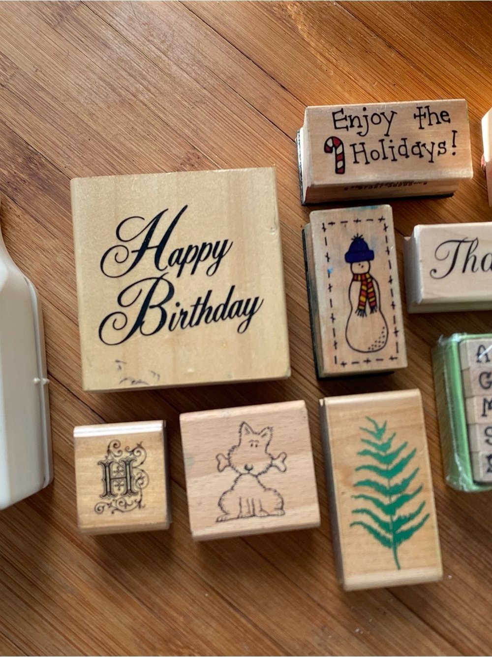 Vintage Crafting Rubber Stamp Lot  & Flower Paper Punch